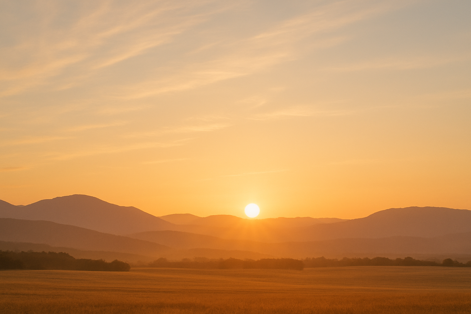 Create an inspiring, peaceful background for a Christian quote. Show a glowing sunrise over mountains or open fields, with soft clouds and warm golden light. Keep it minimal and uncluttered so text is easy to read. Use a warm earth-tone palette with hints of gold and light blue. Faith-inspired, uplifting, and modern.