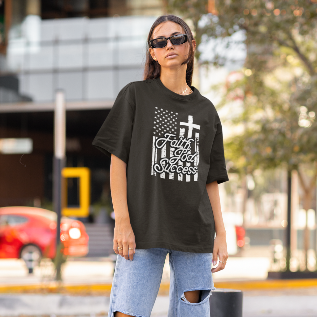 FAITH GOD SUCCESS UNISEX OVERSIZED T-SHIRT