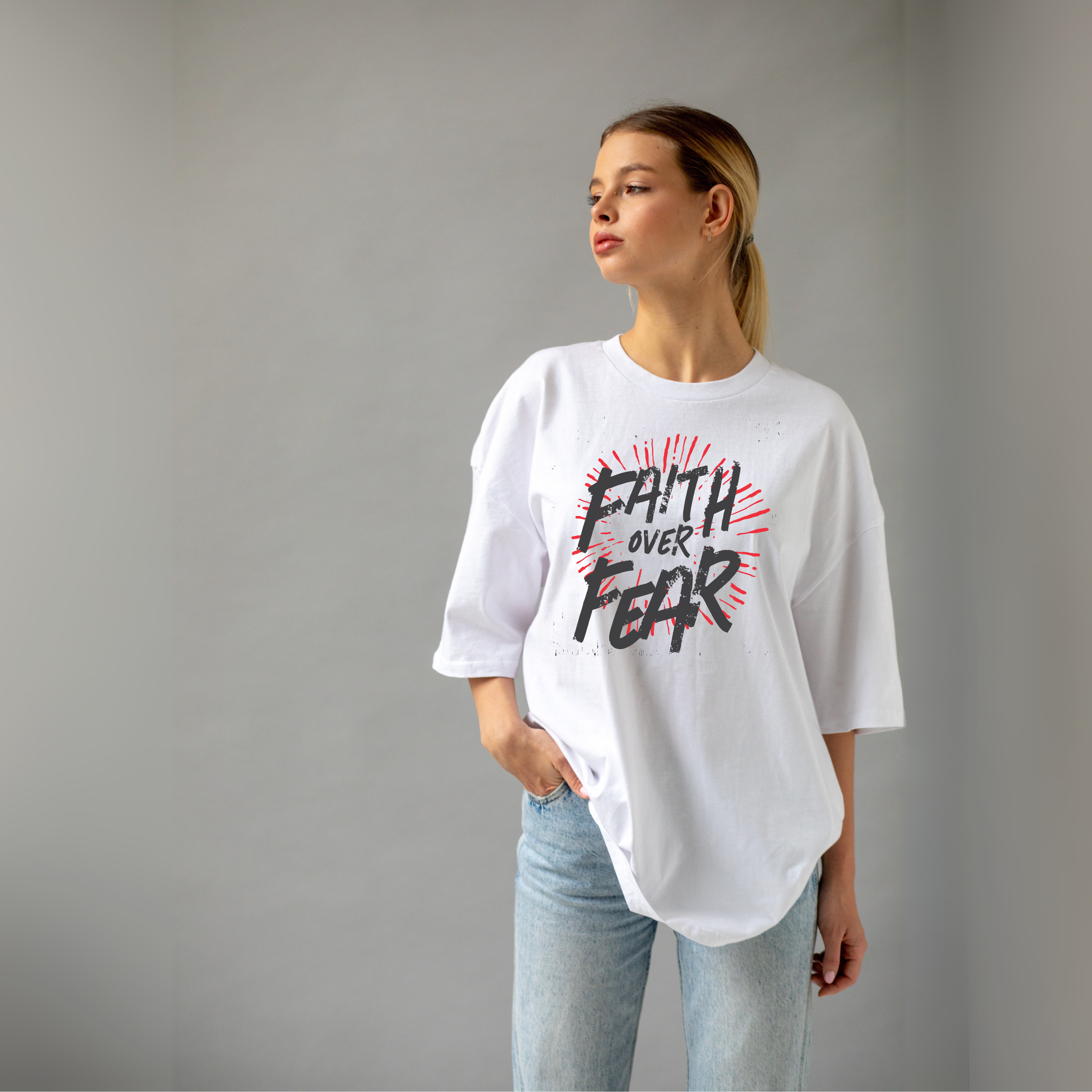 FAITH OVER FEAR UNISEX  OVERSIZED T-SHIRT